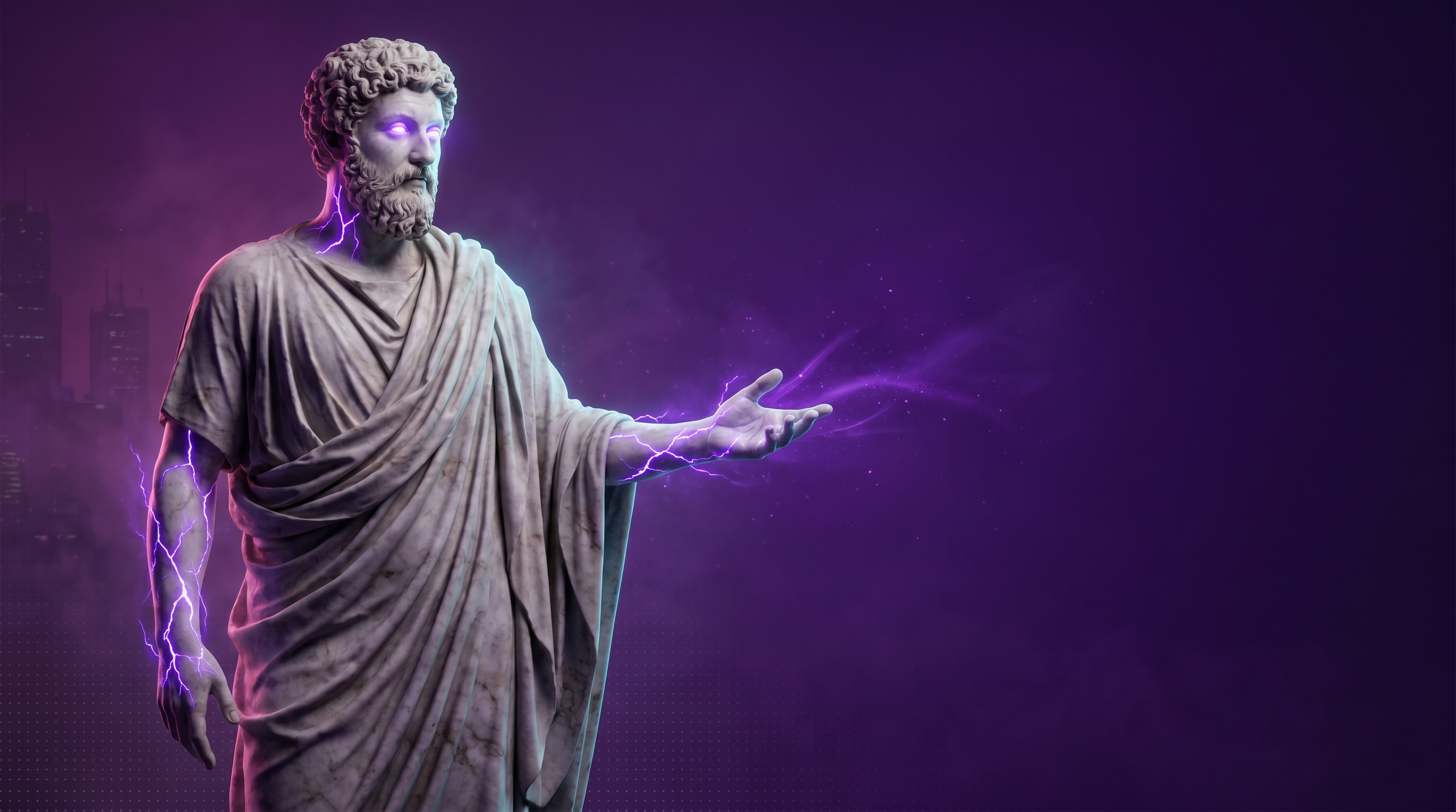 Estatua de mármol extendiendo la mano en invitación