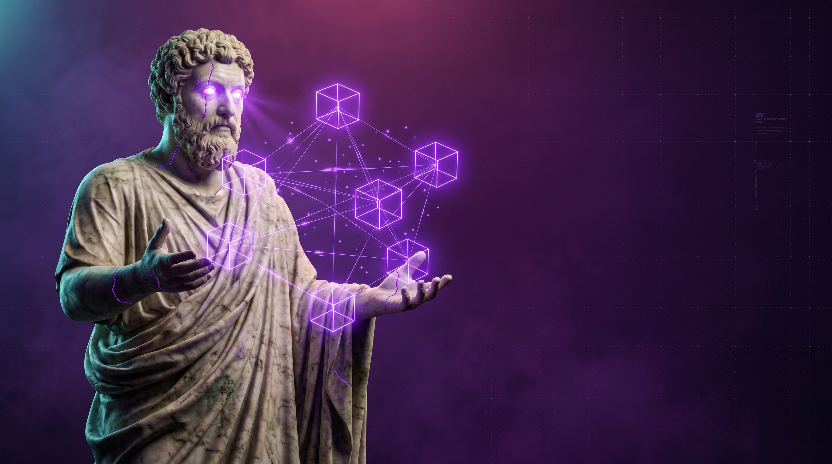 Sage Marcus Aurelius conjurando sistema multi-agente holográfico violeta